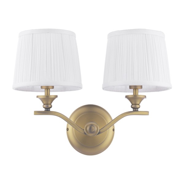 (image for) Laura Ashley Hemsley 2 Light Wall Light Matt Antique Brass With Shade